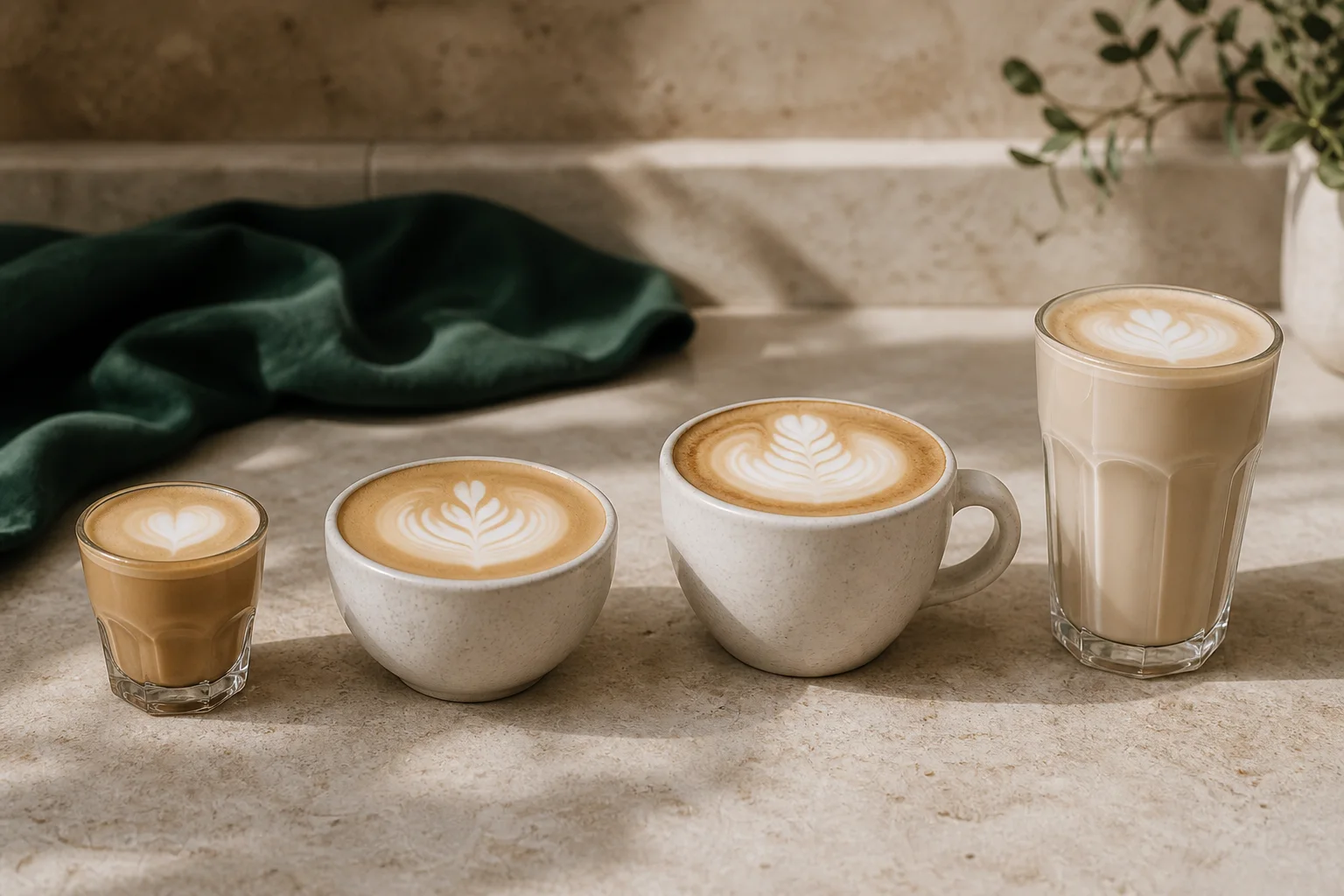 Du cortado intense au latte très doux.