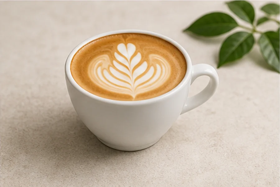Rosette en latte art dans une tasse de café