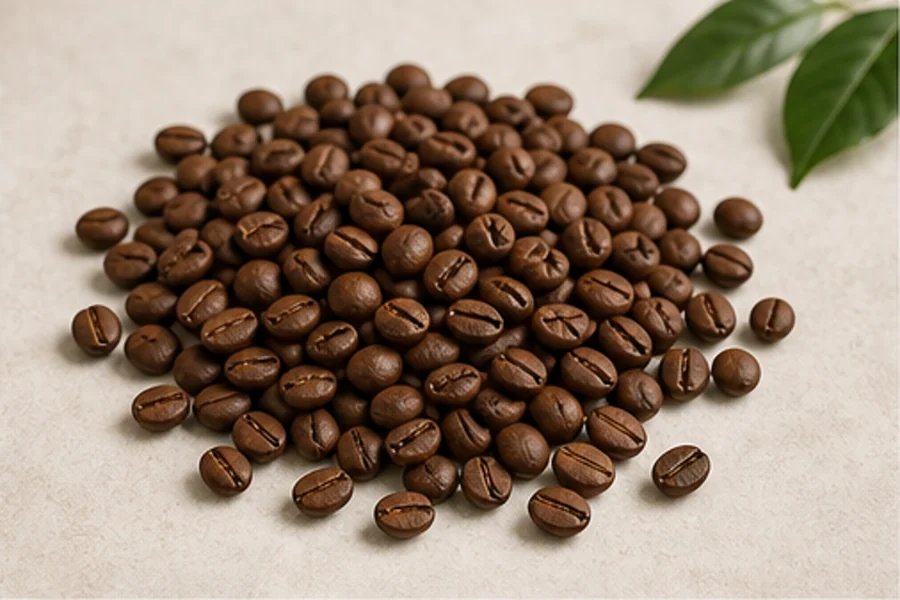 Grains de café torréfiés vus de près